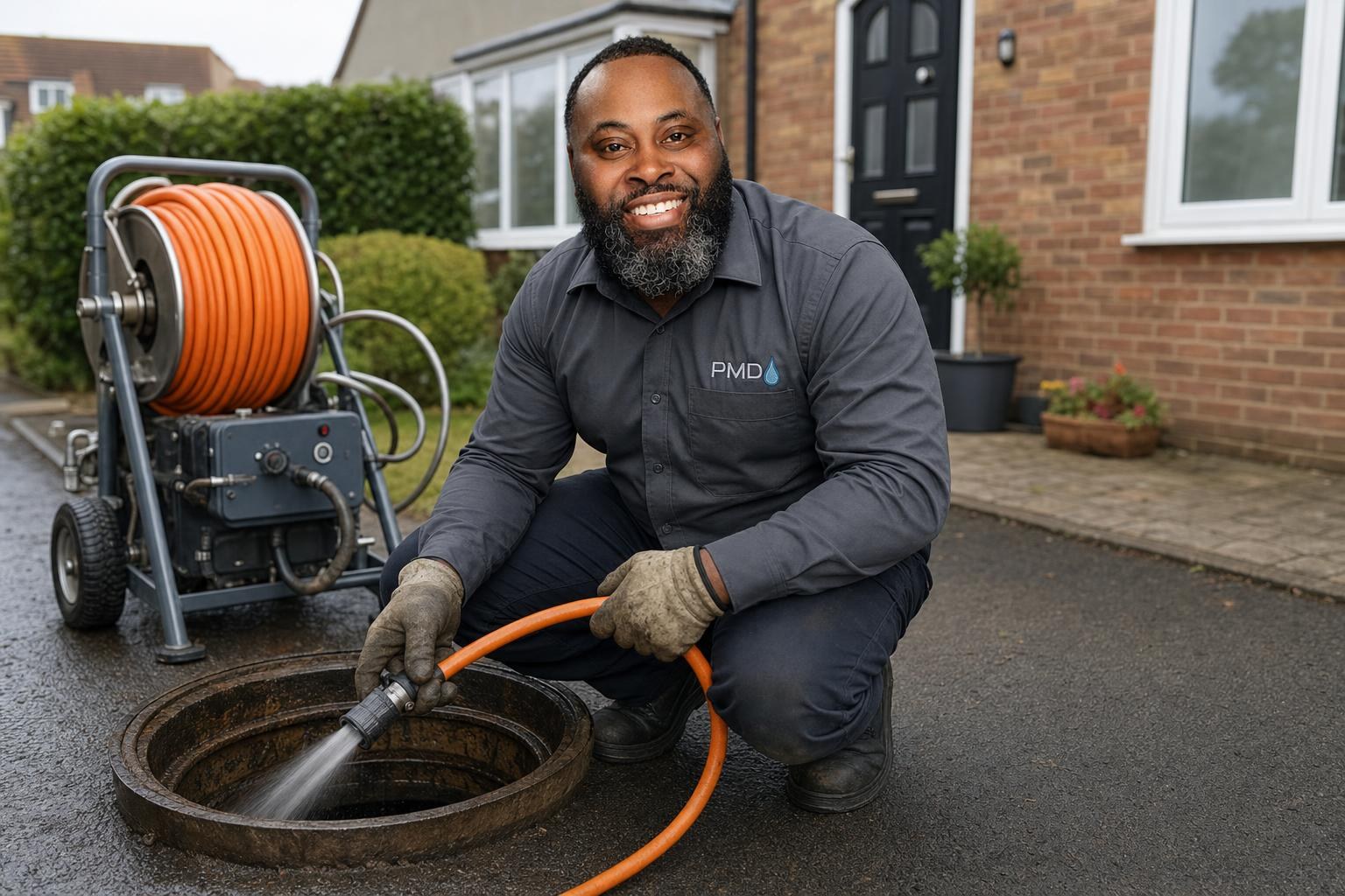 PMD engineer carrying out a CCTV drain survey