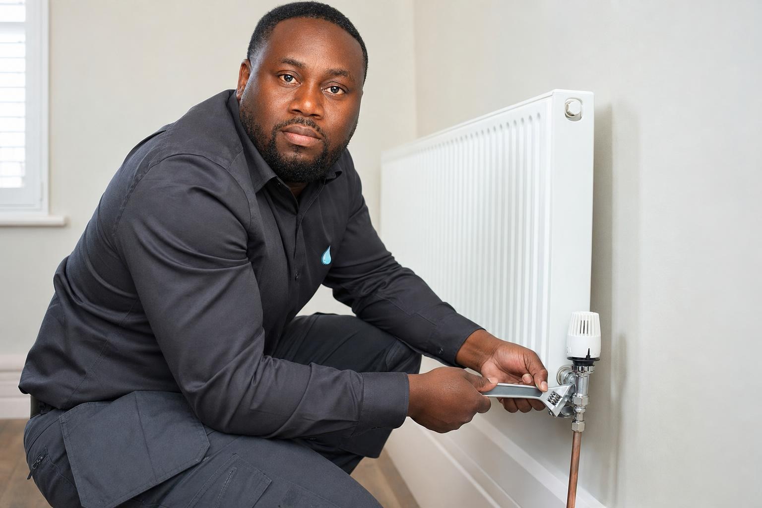 PMD engineer installing a radiator