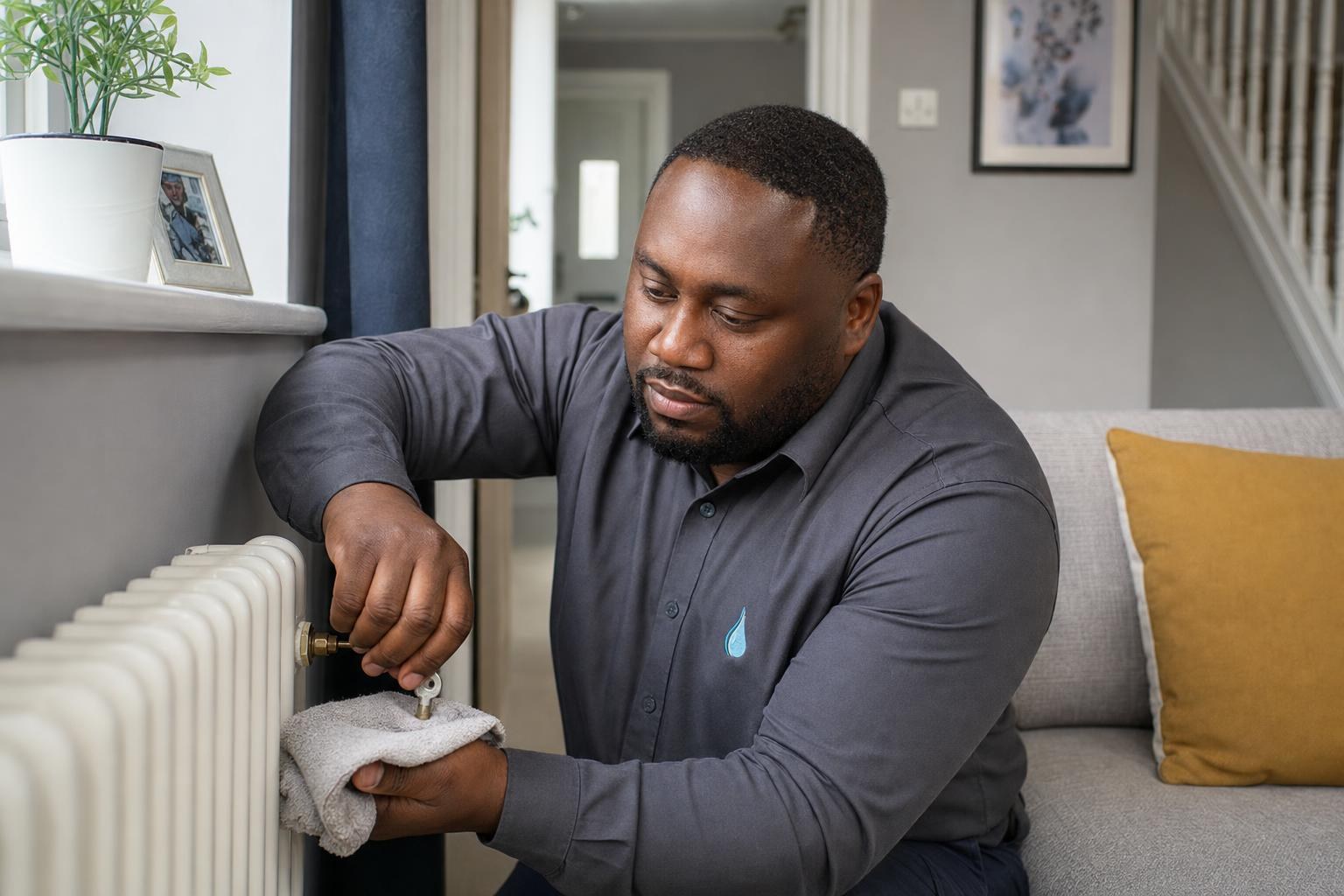 PMD engineer installing a radiator