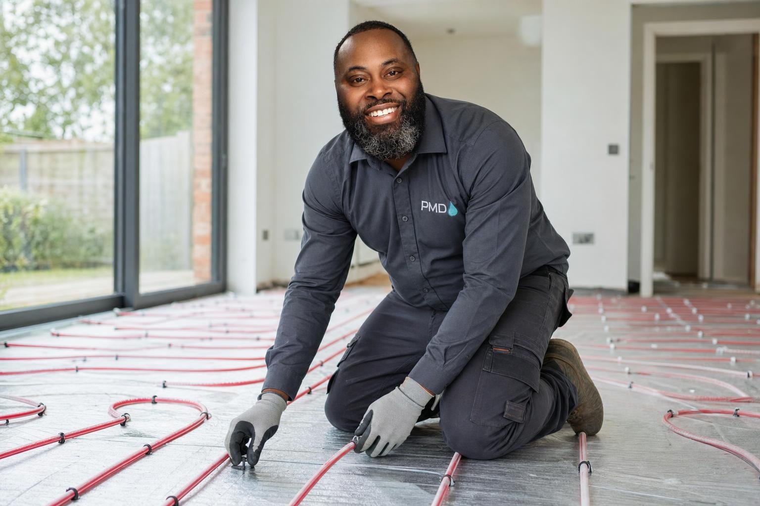 PMD engineer installing a radiator